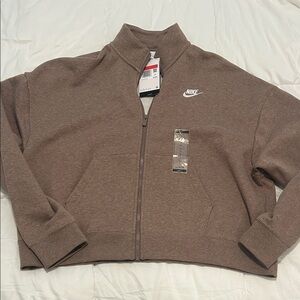 Nike Women's Brown Full-Zip Crop Jacket